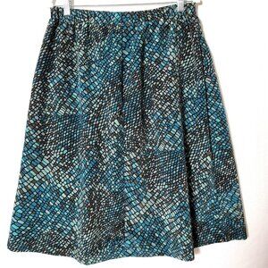 Anthony Richards Midi Skirt Womens Sz 12/14 Elastic Waist Teal Black Vintage Y2K